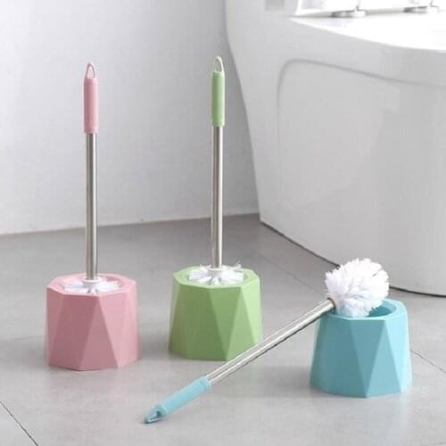 Diamond Shaped Toilet Brush Stainless Steel Long Handle Cleaning Brush Drop Zone Base Toilet Brush Household Toilet Cleaning