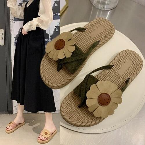 Women Boho Slippers Summer Beach Wear Soft Female Outside Flowers Slides Anti Slip Flats Shoes Fashion