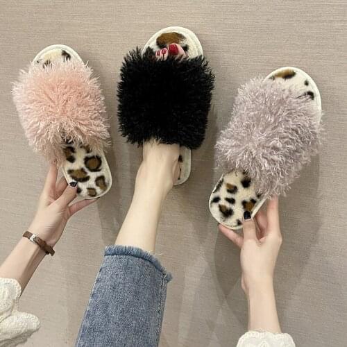Cute Plush Hair Fluffy Sandals Womens Fur Slippers Winter Warm Sandals for Women Woman Furry Slippers Ladies Shoes Тапочки