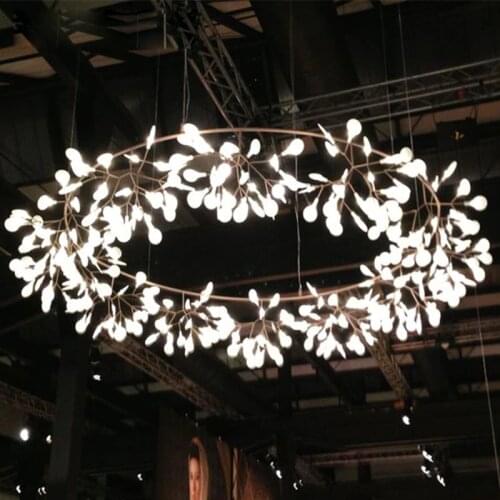 Modern LED Lamp Firefly Tree Branch Leaf Pendant Light Round Flower Suspension Lamps Art Bar Restaurant Home Lighting PA0217