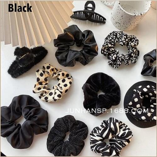 Temperament black/new sweet flannel French large intestine circle ponytail hair circle hair out all-match female catch clip