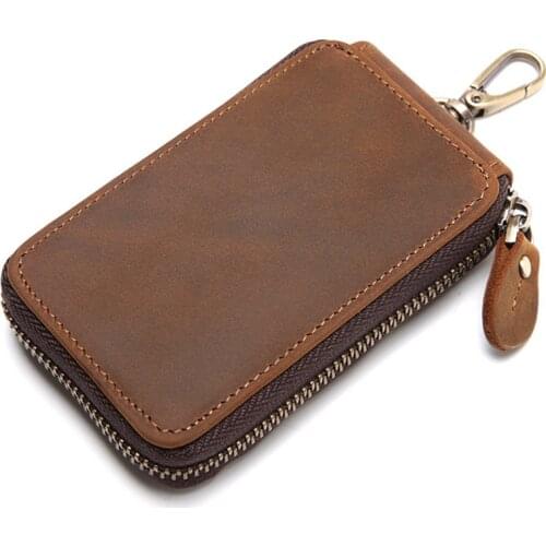 Vintage Key Holder men Genuine Leather key holder Leather key wallet men housekeeper women key case smart organizer pouch