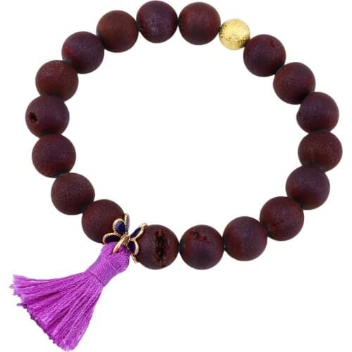 TUMBEELLUWA Handmade Bracelet Agate Stone Tassel Wrist Bracelet Crystal Stone Beads Bracelet Women Jewelry