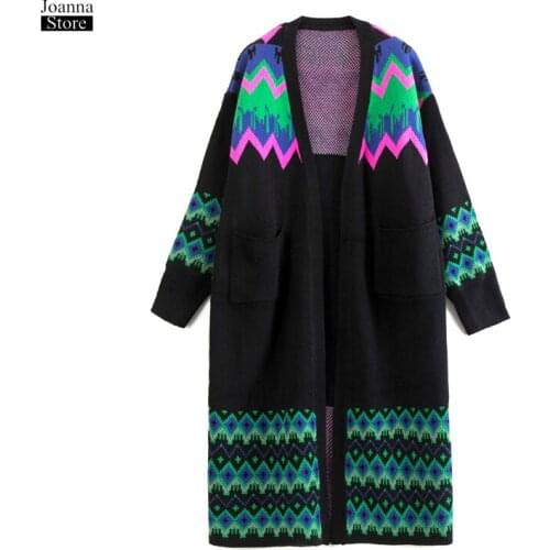 Vintage Cardigan Women Long Plus Size Fall Winter Sweater Loose Green Casual Coat Oversized Sweaters Korean Style Knit Clothes