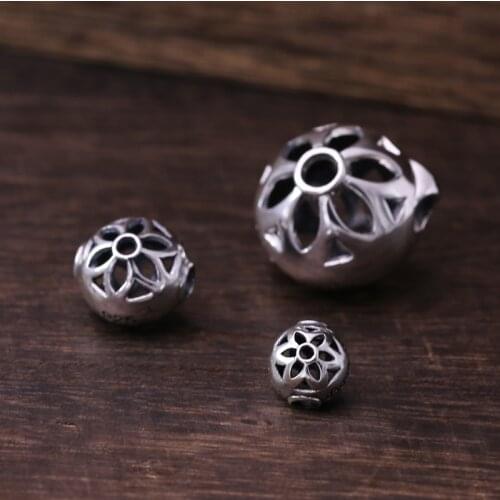 S925 Sterling Silver Fashion Jewelry Personality Female Retro Thai Silver Necklace Pendant Cherry Blossom Trend Small Pendant