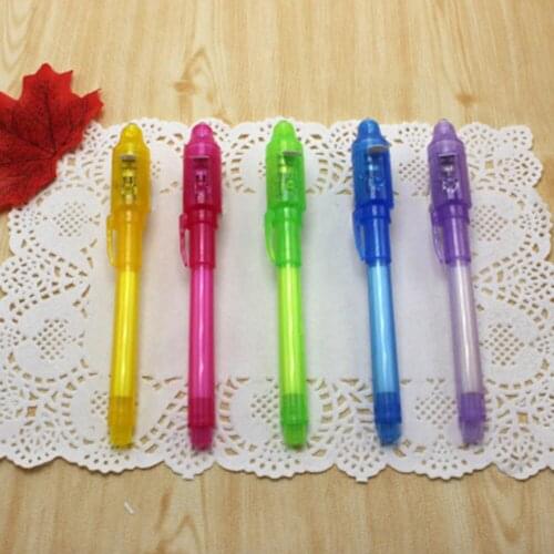 1Pcs NEW 2 In 1 UV Black Light Combo Creative Stationery Invisible Ink Pen Material Escolar Highlighters