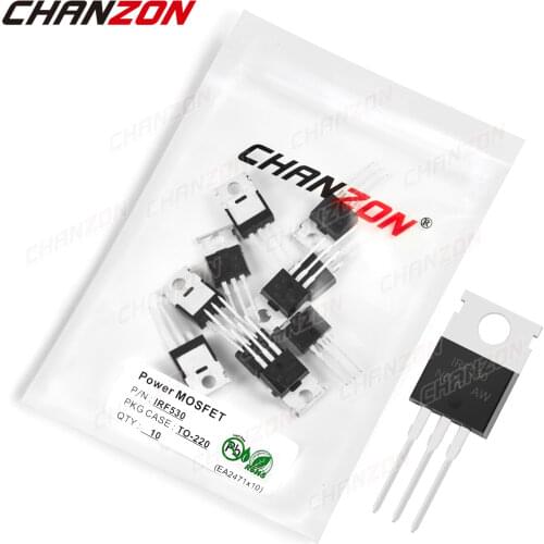 10Pcs IRF530 TO-220 Power SIC Mosfet Transistor Bipolar Junction BJT Powerful Triode Tube Fets DIP 17A 100V Integrated Circuits