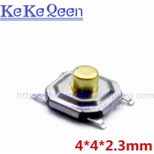 100PCS 4x4x2.3mm Push Button Switch Copper H=2.3mm 4*4*2.3mm 4*4*2.3mm SMD Micro Switch Tact Switch NEW 5.2x5.2x2.3mm