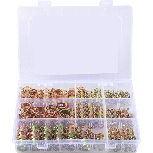 Spring Band Type Vacuum Hose Water Pipe Clamp Low Pressure Air Tube Clamps Fastener Assortment Kit 8 Sizes 160PCS