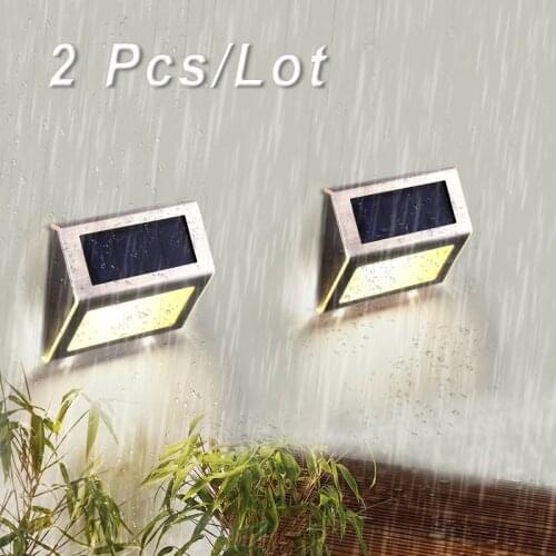 2pcs stainless steel waterproof garden stair path light led solar step lights night lighting solar powered wall lamp footlight