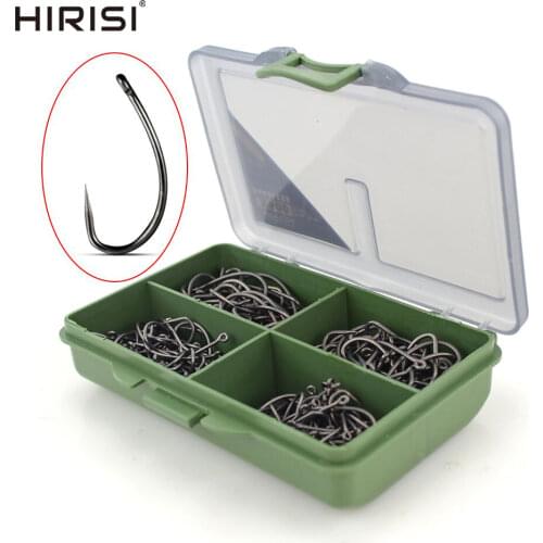 200pcs Carp Fishing Hook PTFE Coated High Carbon Stainless Steel Barbless Fish Hooks With Box Fishing Accessories