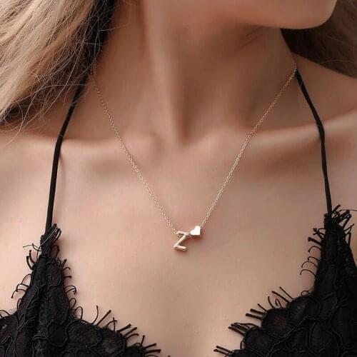 2021 Fashion Tiny Gold/Silver Color initial necklace gold letter necklace Heart initials name necklaces pendant for women