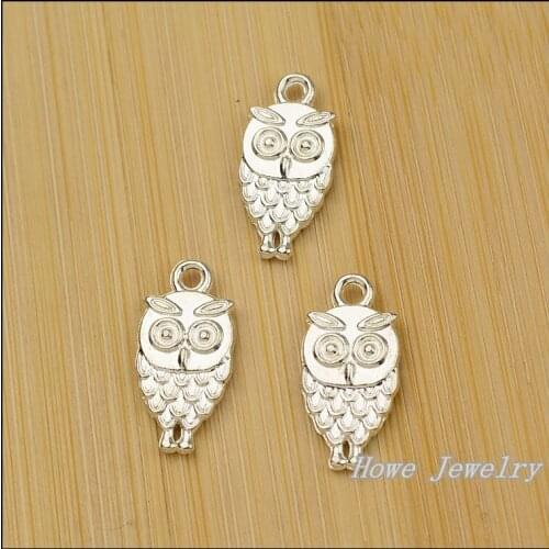 28 pcs quality Bright silver Cute owl Pendant Charm Womens Fashion Bracelet Necklace DIY Jewelry Findings JC-705