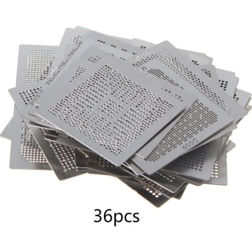 36Pcs/set Direct Heat Graphics Card Stencils Steel BGA Reballing Stencil for IN-TEL/for NVIDIA/for ATI Video Chips