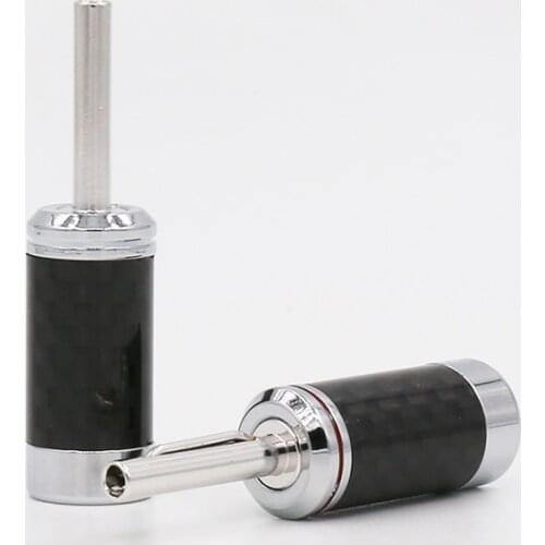 4PCS Rhodium Plated Carbon Fiber Speaker Cable Banana Terminal Connector
