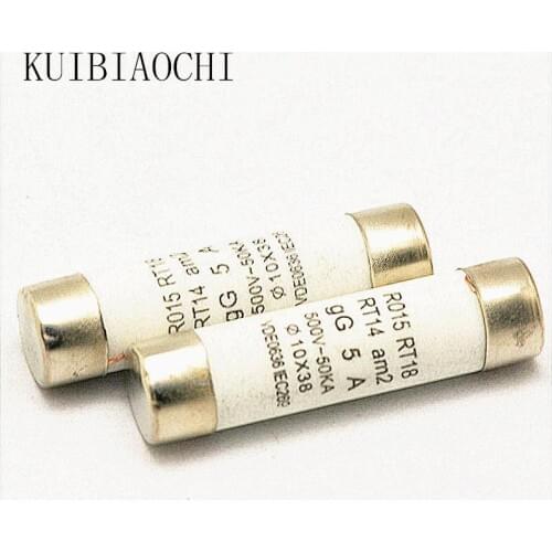 5pcs/lot RO15 fuse Ceramic insurance pipe 1A 2A 4A 5A 6A 8A 10A 16A 20A 25A 32A 10*38mm 10*38 fuse 500V Ceramic fuse RT18