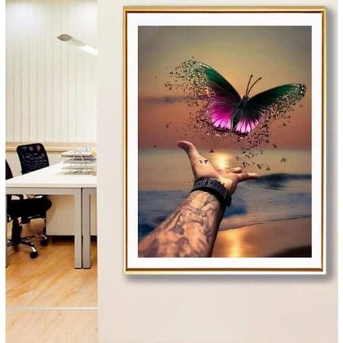 5D DIY Diamond Painting Hand Butterfly Cross Stitch Full Square Drill Diamond Embroidery Mosaic Picture of Rhinestones Decor