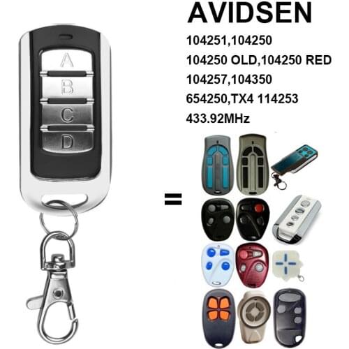 AVIDSEN 104251 104250 OLD 104257 114253 Gate Remote Control AVIDSEN 100400 104505 100500 400600 Fixed Code 433.92MHz Clone