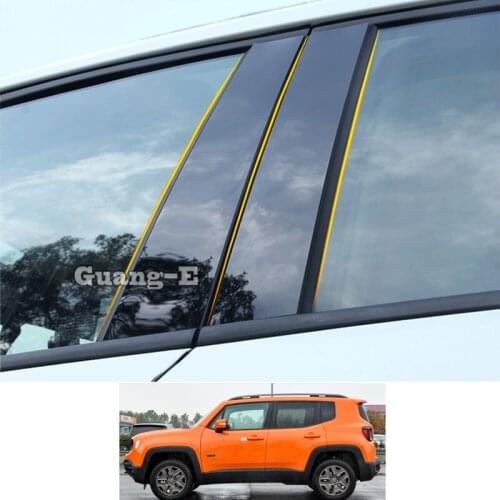 For Jeep Renegade 2016 2017 2018-2020 2021 Car PC Material Pillar Post Cover Door Trim Window Piano Black Molding Sticker Plate