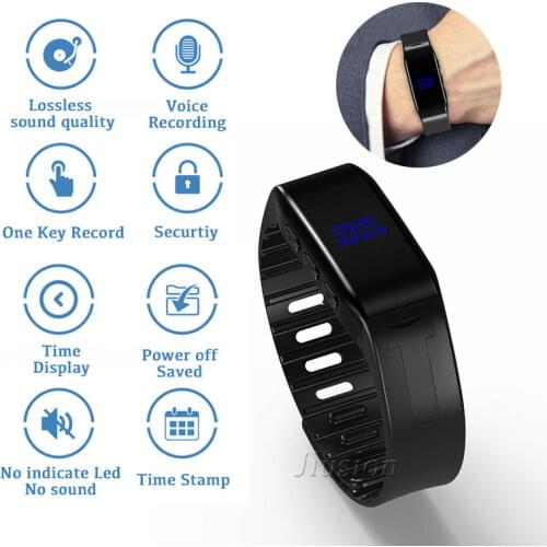 32GB Bracelet Voice Recorder Multifunction Digital Voice Activated Audio Recording Time Display U Disk MP3 Watch Wristband Style