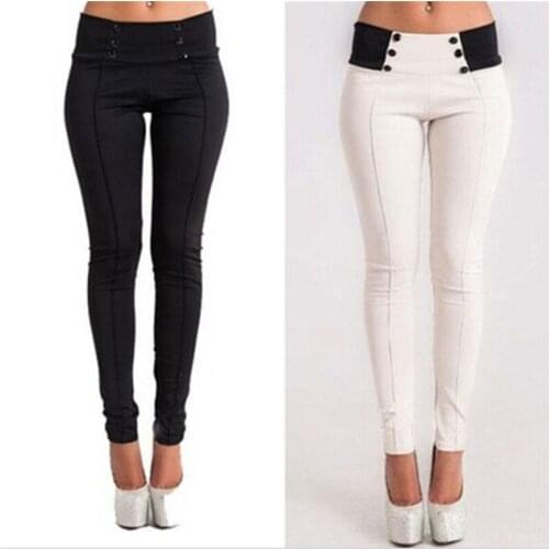 Pants For Women Stretch Skinny High Waist Button Pencil Pants Slim Trousers Casual Modal Leggings S-XL