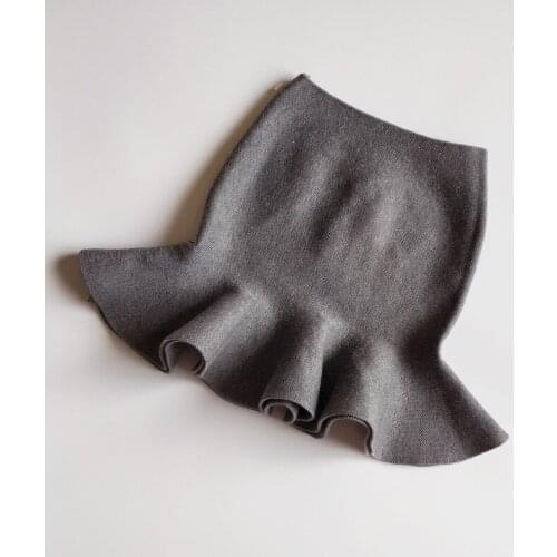 Kids Spring Knit Fishtail Tulle Skirt Girl Winter Solid Color Mini High Waist Flounce Kilt Toddler Trumpet Skirts Tutu Petticoat