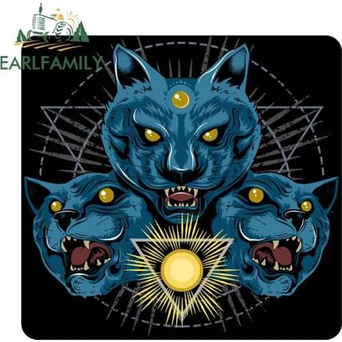EARLFAMILY 13cm x 12.4cm for Cat Tiger Panther Jaguar Head Fine SUV Car Stickers Personality Creative Anime Waterproof VAN Decal