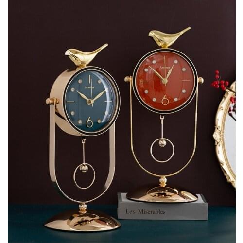 European Luxury Table Clock Digital Modern Metal Living Room Pendulum Clock Office Desktop Clock Reloj De Mesa Home Decor DA60ZZ