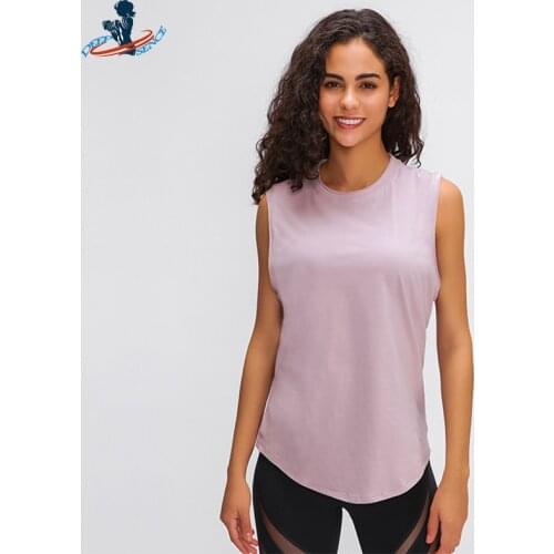 DEEPSENCE Sleeveless Yoga Sports Running T-Shirt Breathable Quick Dry Loose Tops Female Cotton Fitness Gym Workout Athletic Vest