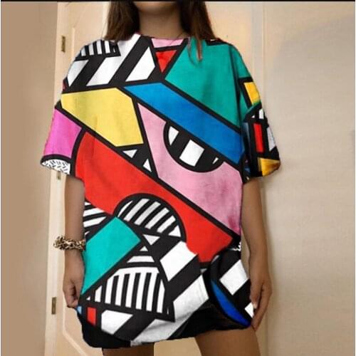 New Hip Hop Graffiti Harajuku Graphic T Shirts for Women Teens Girls Oversized Summer Tees 2021New Large Size Casual Tops Shirts