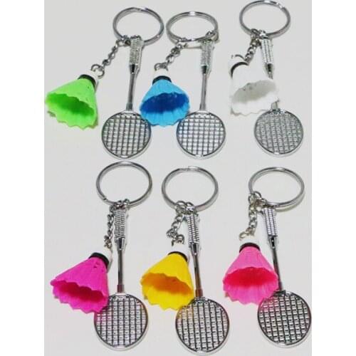 Hot Selling DIY Handmade Keychain Mini Badminton Racket Balls Sports Keyring Pendant Car Bag Pendant Charm Keyring Jewelry