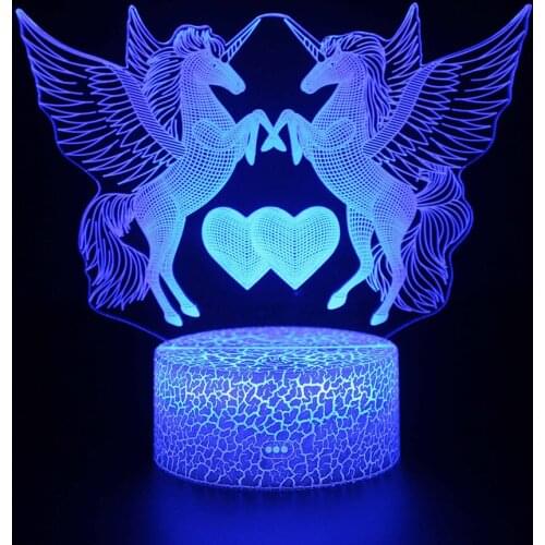 Hot sale horse series 3D small night light touch remote control colorful table lamp Acrylic plate 4mm or 6mm