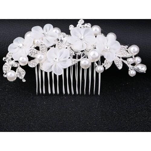 The bride chiffon fabric flower hair comb wedding hair accessories bridal hair accessories alloy insert comb comb