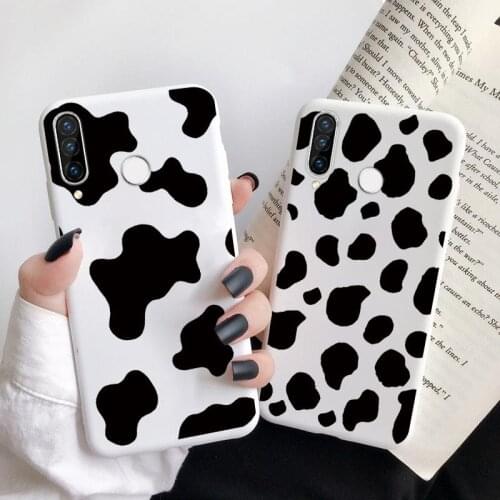 White Black Cow Pattern Case For Huawei P30 P20 P40 P10 Honor 9S 9A 8X 9X Mate 20 10 Lite Pro Y6 Y7 Y9 P Smart 2020 2019 Z Cover