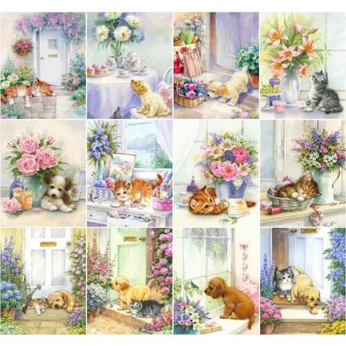 AZQSD DIY Painting By Numbers Animal Unique Gift Coloring By Numbers Dog 40x50cm Picture For Living Room Home Decoration