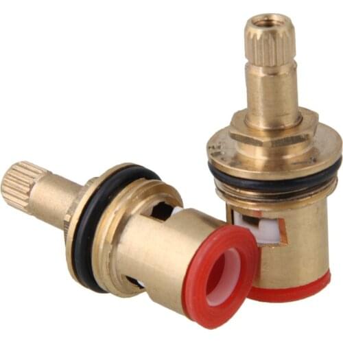 Golden 46 x 22mm Brass Faucet Ceramic Disc Cartridge Valve Core 8.2mm Anticlockwise Hot Cold Water Replacement Pack of 2