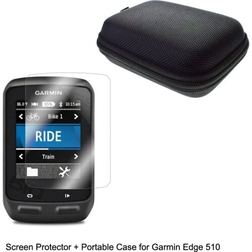 Outdoor Traveling Protect Portable Case Bag+Clear Screen Protector Shield Film for Garmin GPS Edge 510