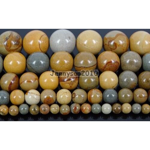 Natural Wildhorse Ja-sper Gems Stone Round Bead 16'' 4mm 6mm 8mm 10mm 12mm Strand for Jewelry Making Crafts 5 Strands/Pack