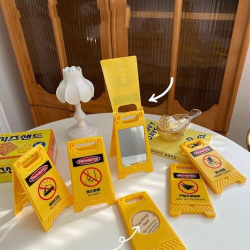 Novelty Portable Mirror Women Makeup Mirrors Traffic Barrier Design Home Tabletop Creative Gifts To Bff Travel Makeup Mirror