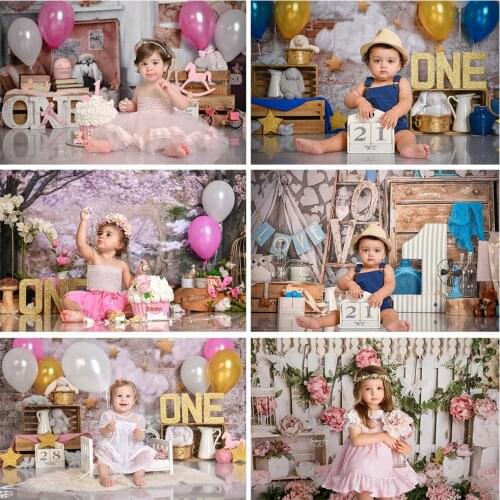 Newborn Birthday Backdrop Photo Background Pink Balloon Flowers Photography Background Baby Shower Birthday Party Backdrop Prop