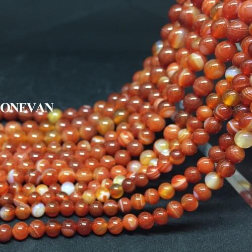 ONEVAN Red Onyx Agate Beads 6-10mm Smooth Loose Round Stone Bracelet Necklace Jewelry Making Diy Accessories Gift Design