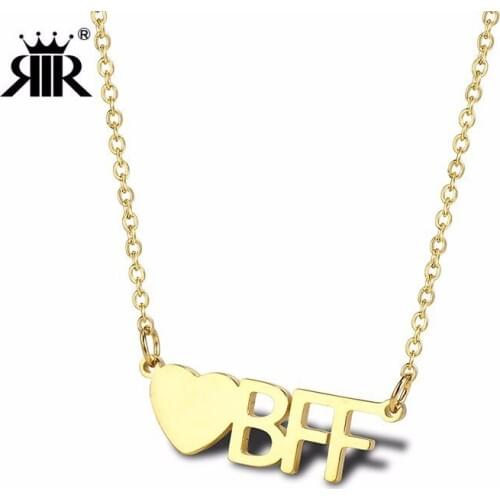 RIR Stainless Steel Golden Love Best Friend Forever Necklace Creative Design Womens Necklace Give Friends Jewellery Gifts
