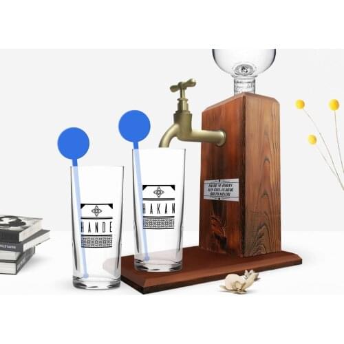 Personalized Colorful Printed Is Dual Vodka Cup and Wood Vodka Stand Gift Seti-21