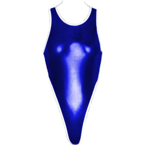 Hot Faux Leather Catsuit PVC Bodysuit Jumpsuits Stretch Erotic costumes Jumpsuit Leather Bodysuit Sleeveless Women Sexy Leotard