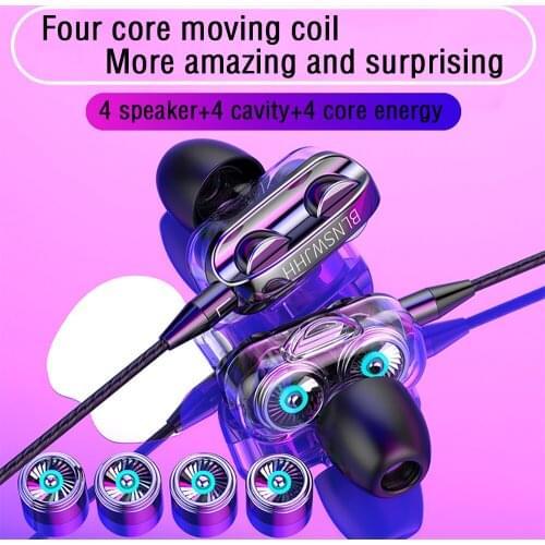Dual Drive 6d Stereo Wired Earphone Universal In-ear Heavy Bass Stereo Wired Earphones Sports Gaming Headsets With Mic For Phone