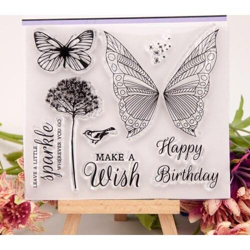 Butterfly Dandelion CLEAR STAMPS Cutting Dies Scrapbook Christmas Card Paper Craft Silicon Rubber Roller Transparent Stamps
