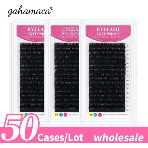 GAHAMACA wholesale faux Mink Lashes Makeup 50 cases/lot Individual Eyelash Premium Mink High Quality Soft Natural False Lashes