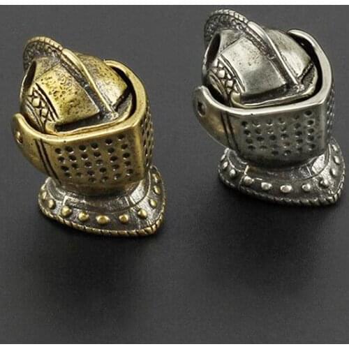Medieval Knight Paracord Bead Mask Knight Knife Beads Brass Umbrella Rope Pendant Copper