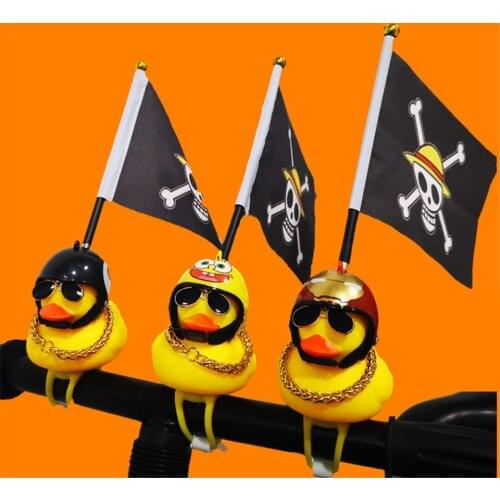 Standing Pirate Flag Yellow Duck Bicycle Bell Broken Wind Helmet Small Air Horn Riding Safety Bell Car Decoration Cycling Horn
