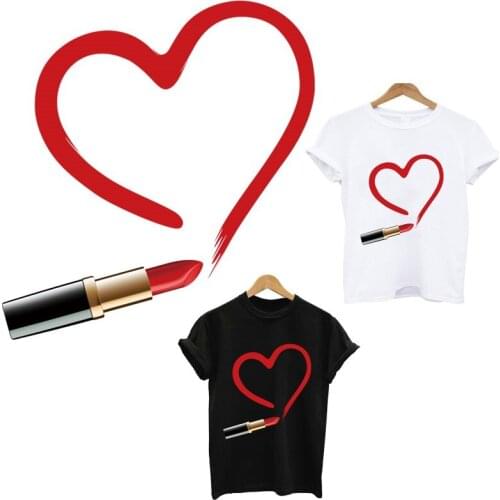 Iron-on transfers for clothing Lipstick stripes heat-sensitive Patches appliques thermo stickers on clothes custom patch tops